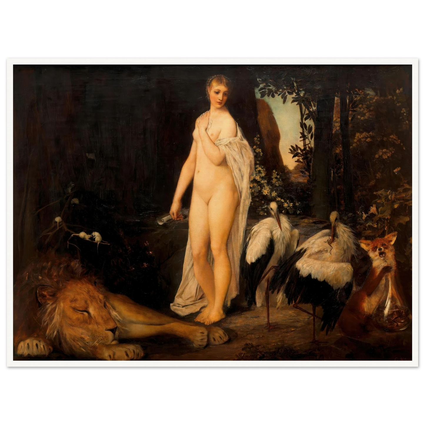 Fabel (1883) Art Print | Gustav Klimt - Framed Poster - 30x40 cm / 12x16″ - Black frame