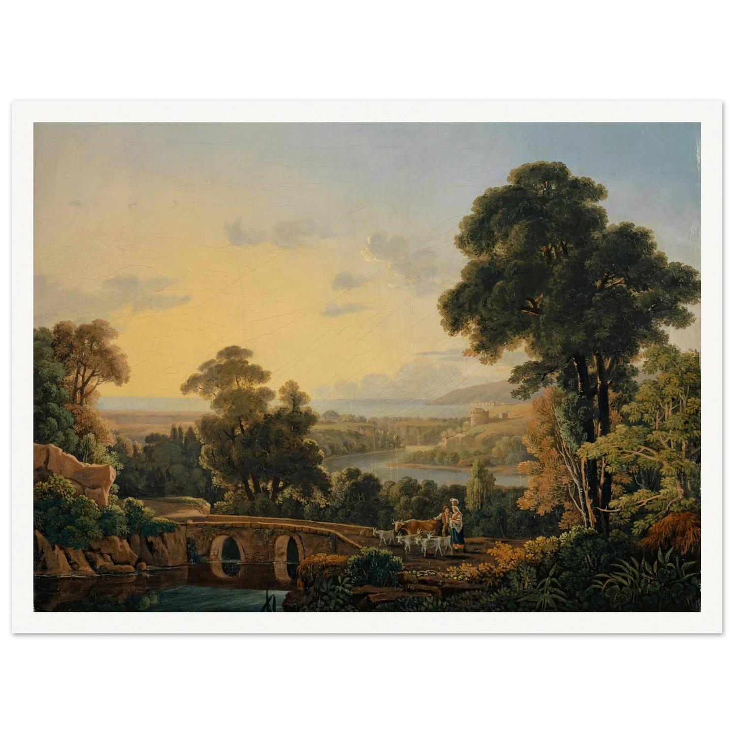 Hilly Landscape with River and Bridge Art Print | Peter Birmann-Quipham Collections