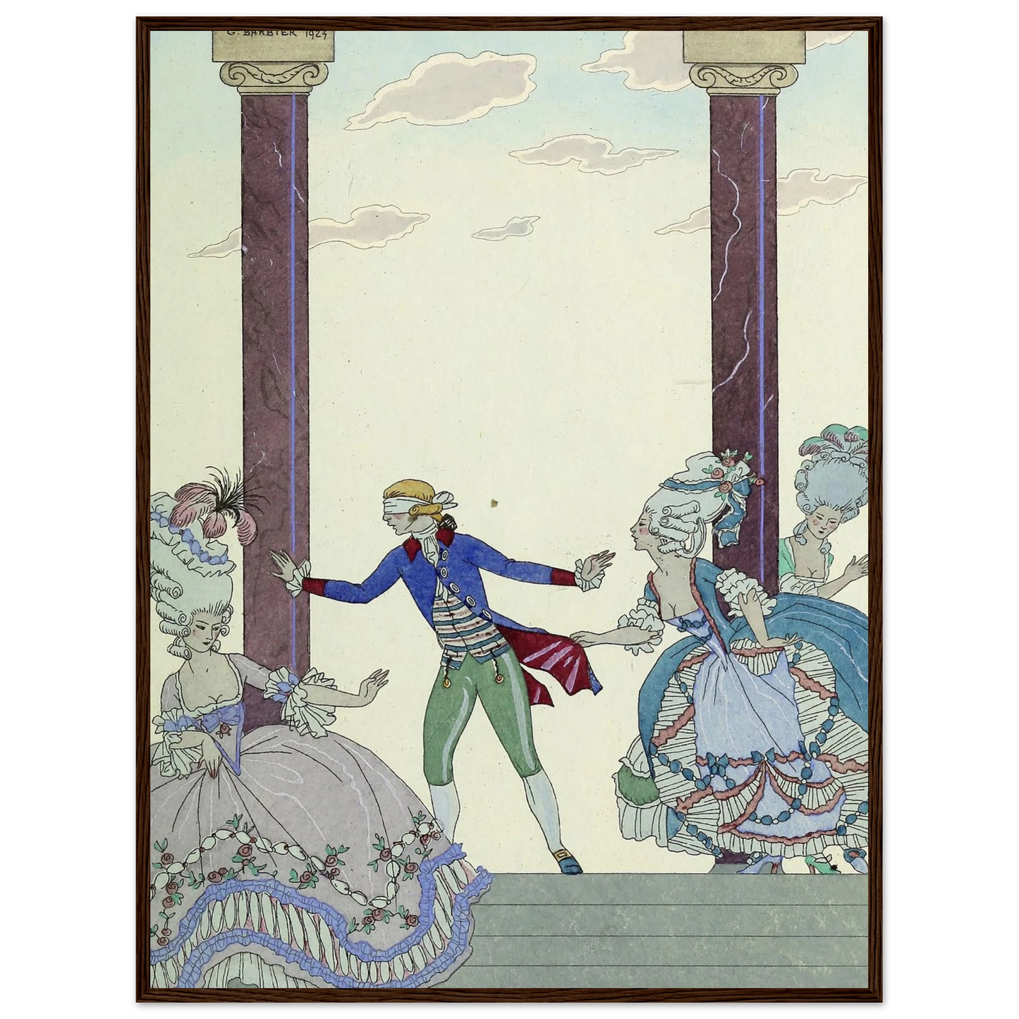 Falbalas et fanfreluches, Colin-Maillard (1925) Art Print | George Barbier - Framed Poster - 30x40 cm / 12x16″ - Black frame