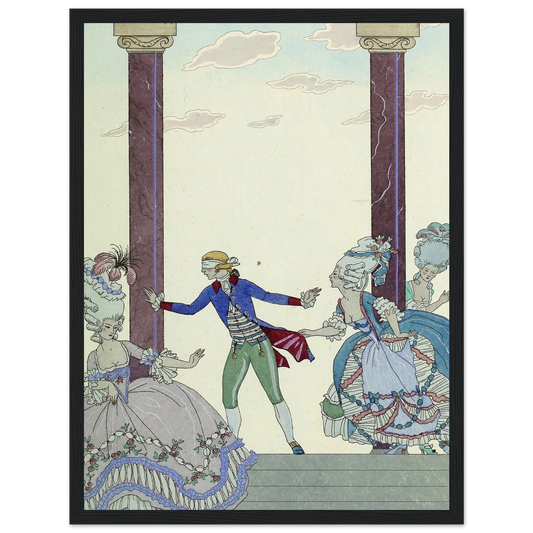 Falbalas et fanfreluches, Colin-Maillard (1925) Art Print | George Barbier - Framed Poster - 30x40 cm / 12x16″ - Black frame