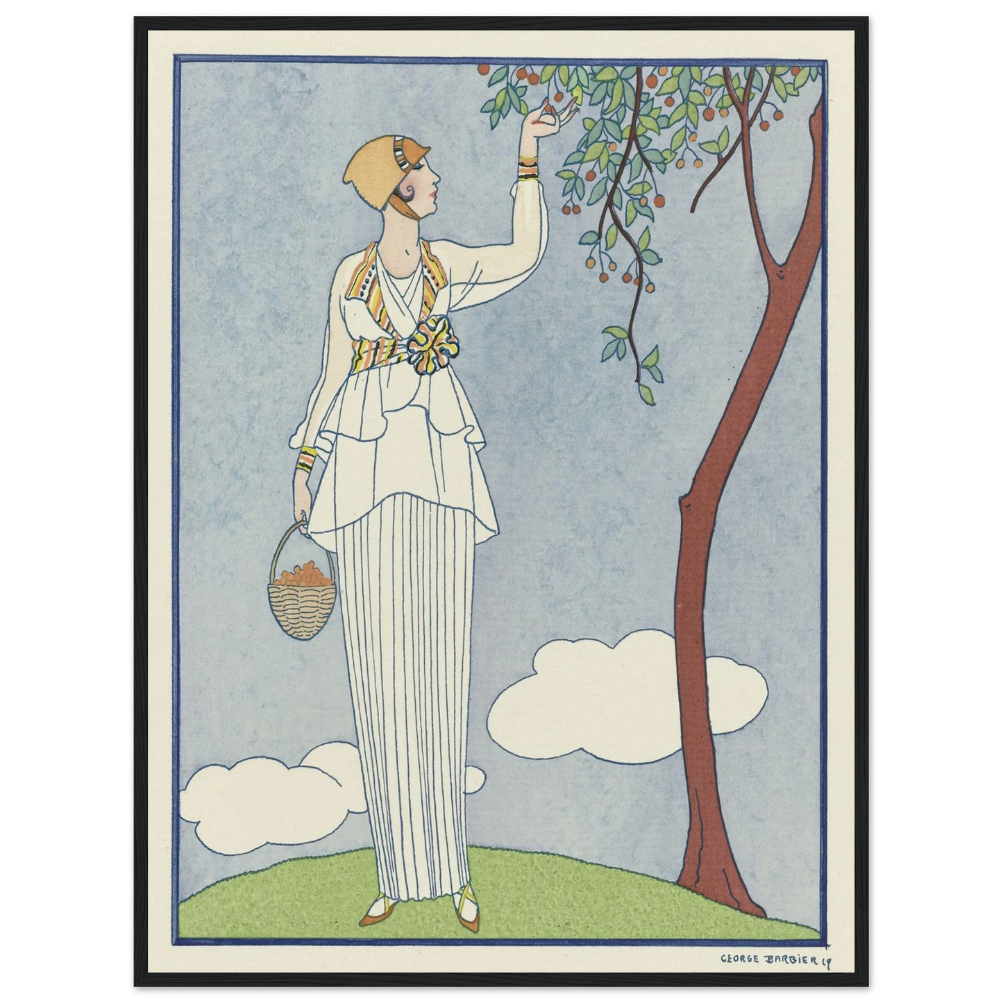 Famous Fashion Houses (1914) Art Print | George Barbier - Framed Poster - 30x40 cm / 12x16″ - Black frame