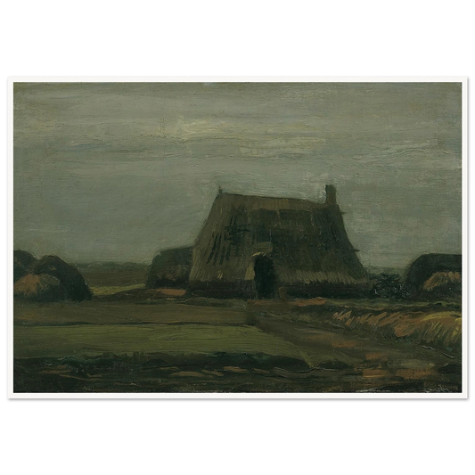 Farm with stacks of peat (1883) Art Print | Vincent van Gogh - Framed Poster - 30x40 cm / 12x16″ - Black frame