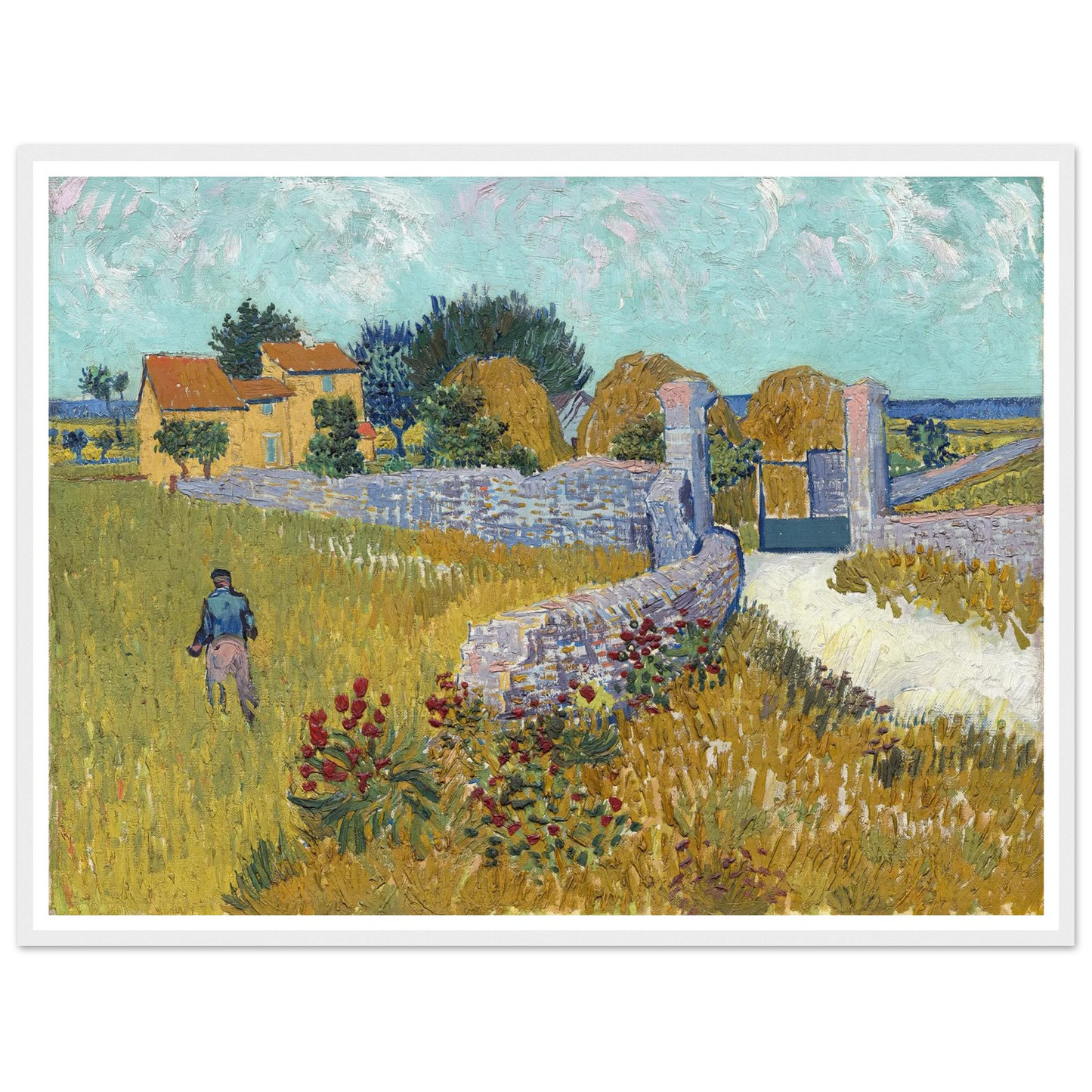 Farmhouse in Provence (1888) Art Print | Vincent van Gogh - Framed Poster - 30x40 cm / 12x16″ - Black frame
