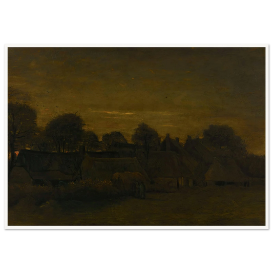 Farming Village at Twilight (1884) Art Print | Vincent van Gogh - Framed Poster - 30x40 cm / 12x16″ - Black frame