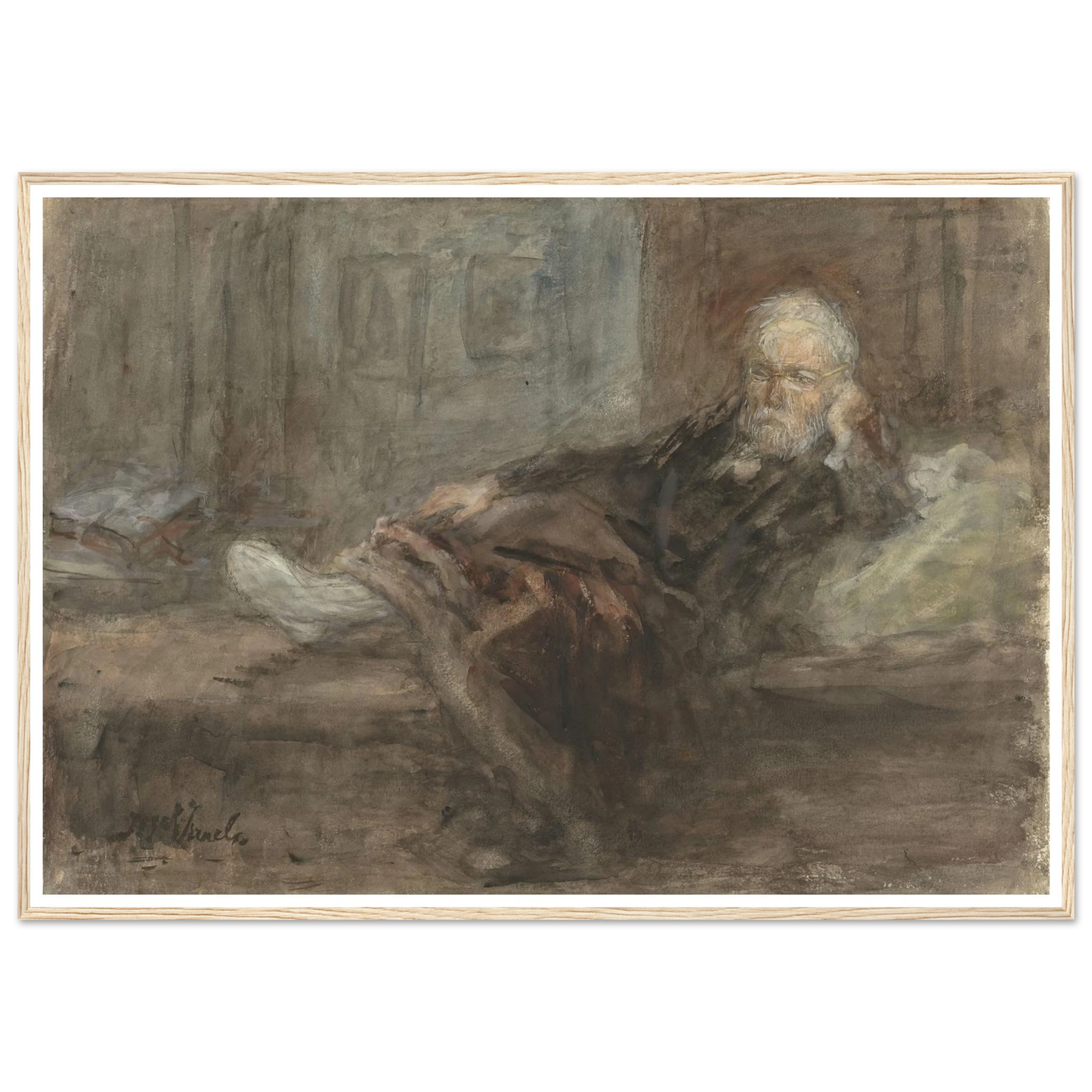 Zelfportret met zieke voet (c. 1898) Art Print | Jozef Israels-Quipham Collections