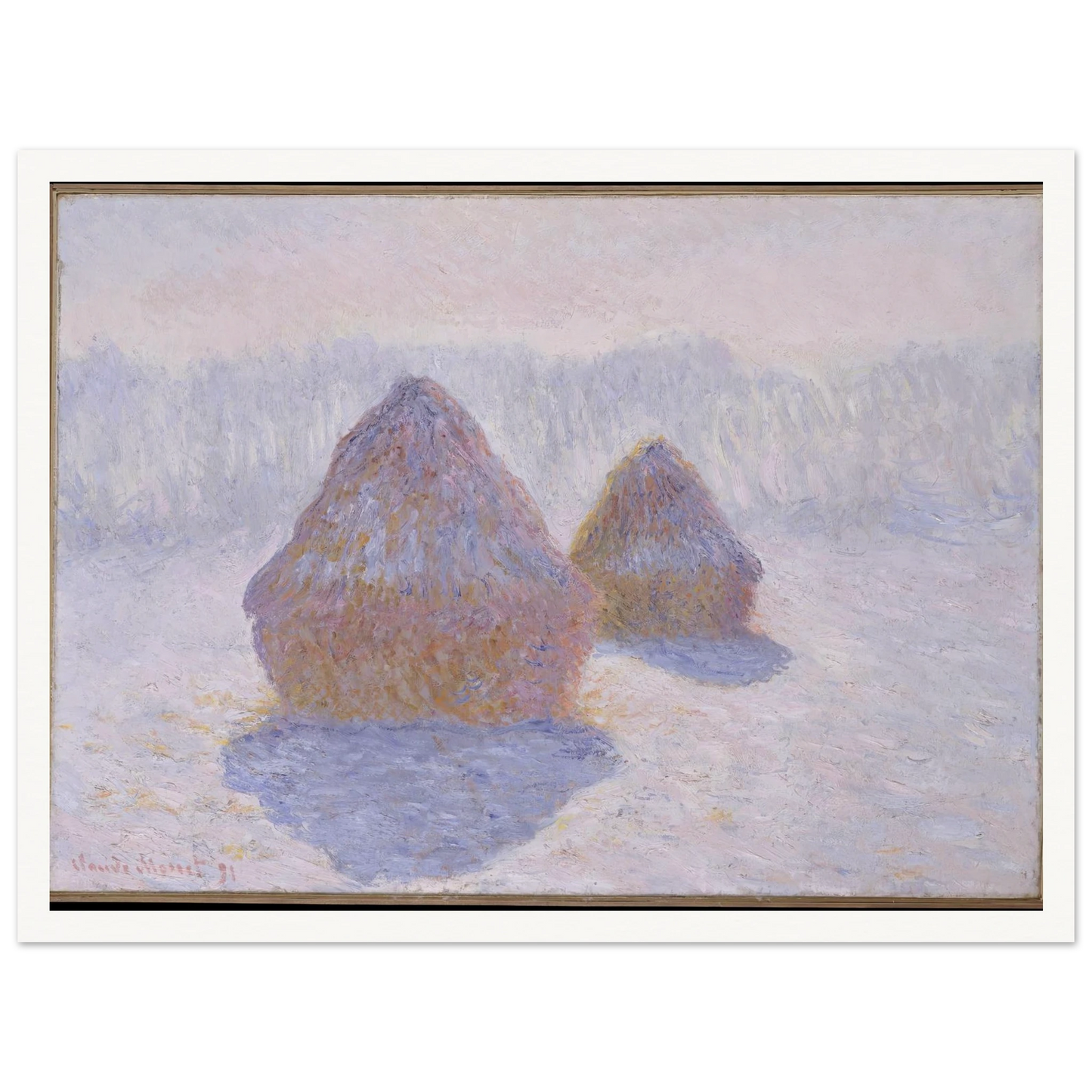 Haystacks (Effect of Snow and Sun) (1891) Art Print | Claude Monet-Quipham Collections