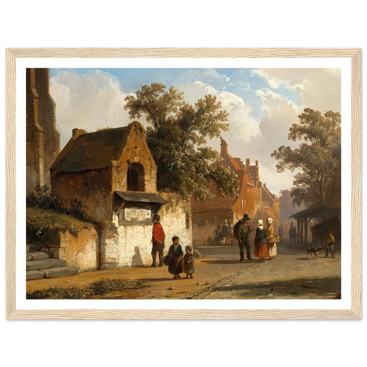 A Village Road (1851) Art Print | Cornelis Springer - Framed Poster - 30x40 cm / 12x16″ - Black frame