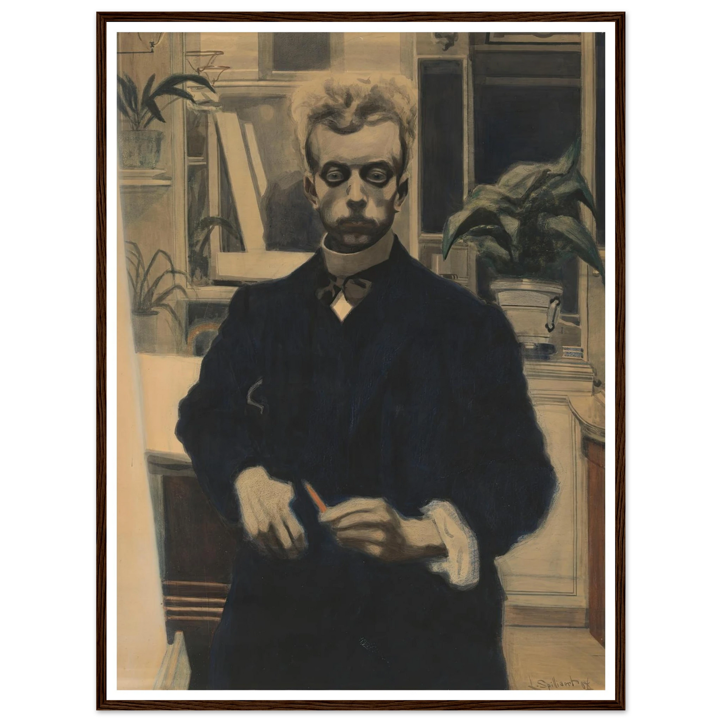 Zelfportret met rood potlood (1908) Art Print | Leon Spilliaert-Quipham Collections