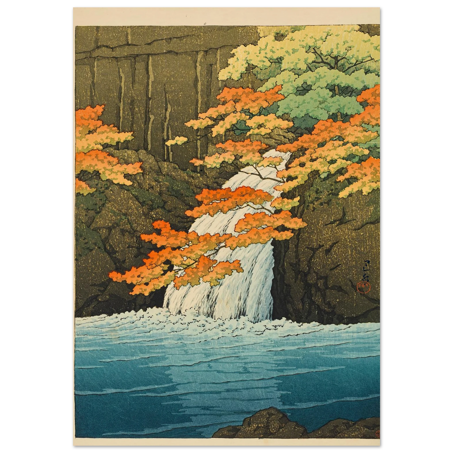 Akame senju taki (Senju Waterfall, Akame) (1951) Art Print | Kawase Hasui-Quipham Collections