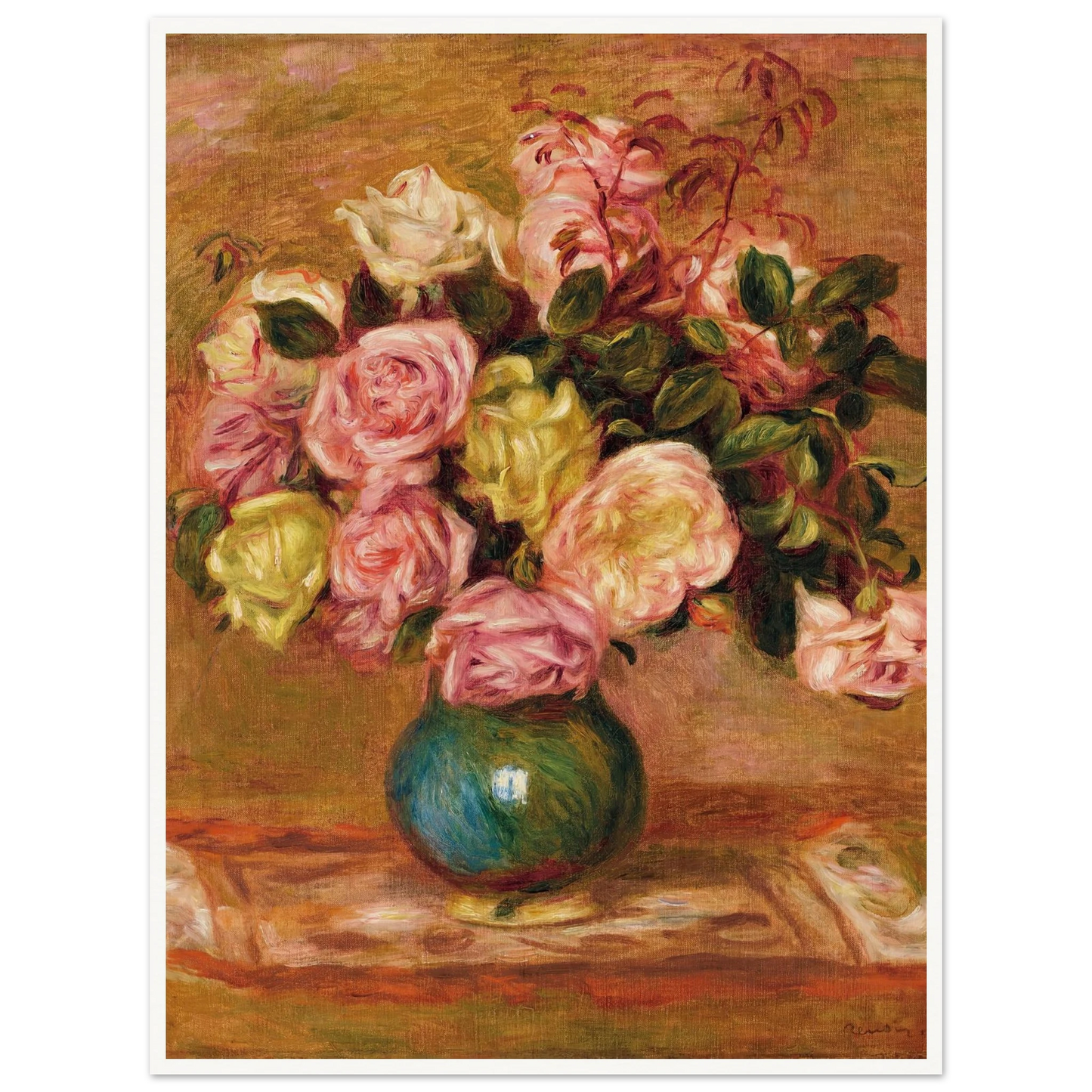 Bouquet de roses dans un vase (1906) Art Print | Pierre Auguste Renoir-Quipham Collections