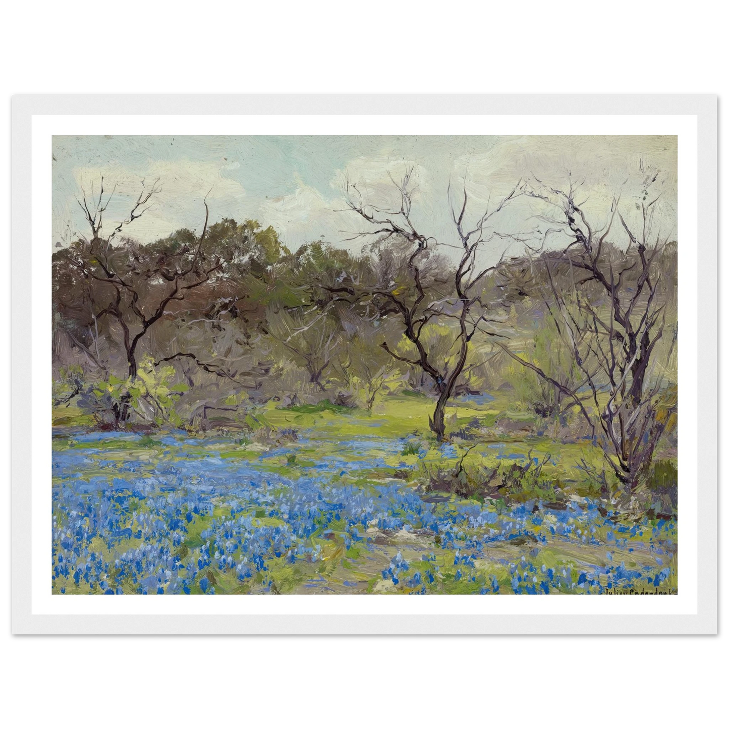 Early Spring—Bluebonnets and Mesquite (1919) Art Print | Julian Onderdonk-Quipham Collections