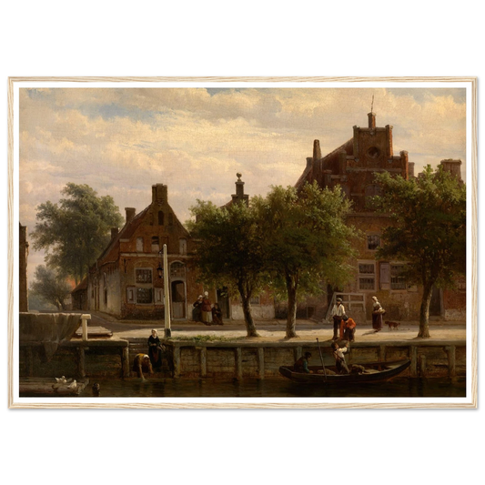 A View of the Harbour of Hasselt, Overijssel (1862) Art Print | Cornelis Springer - Framed Poster - 30x40 cm / 12x16″ - Black frame