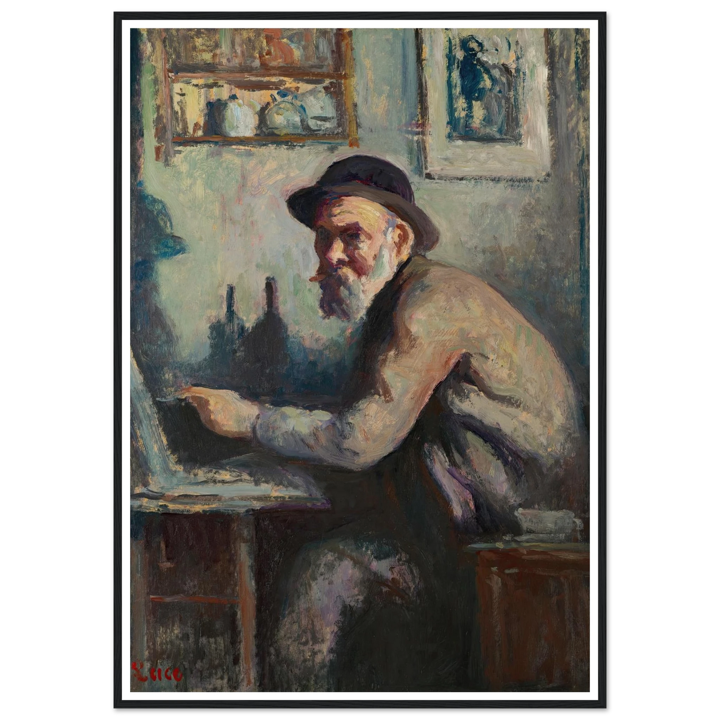 Autoportrait au chevalet (1930) Art Print | Maximilien Luce-Quipham Collections