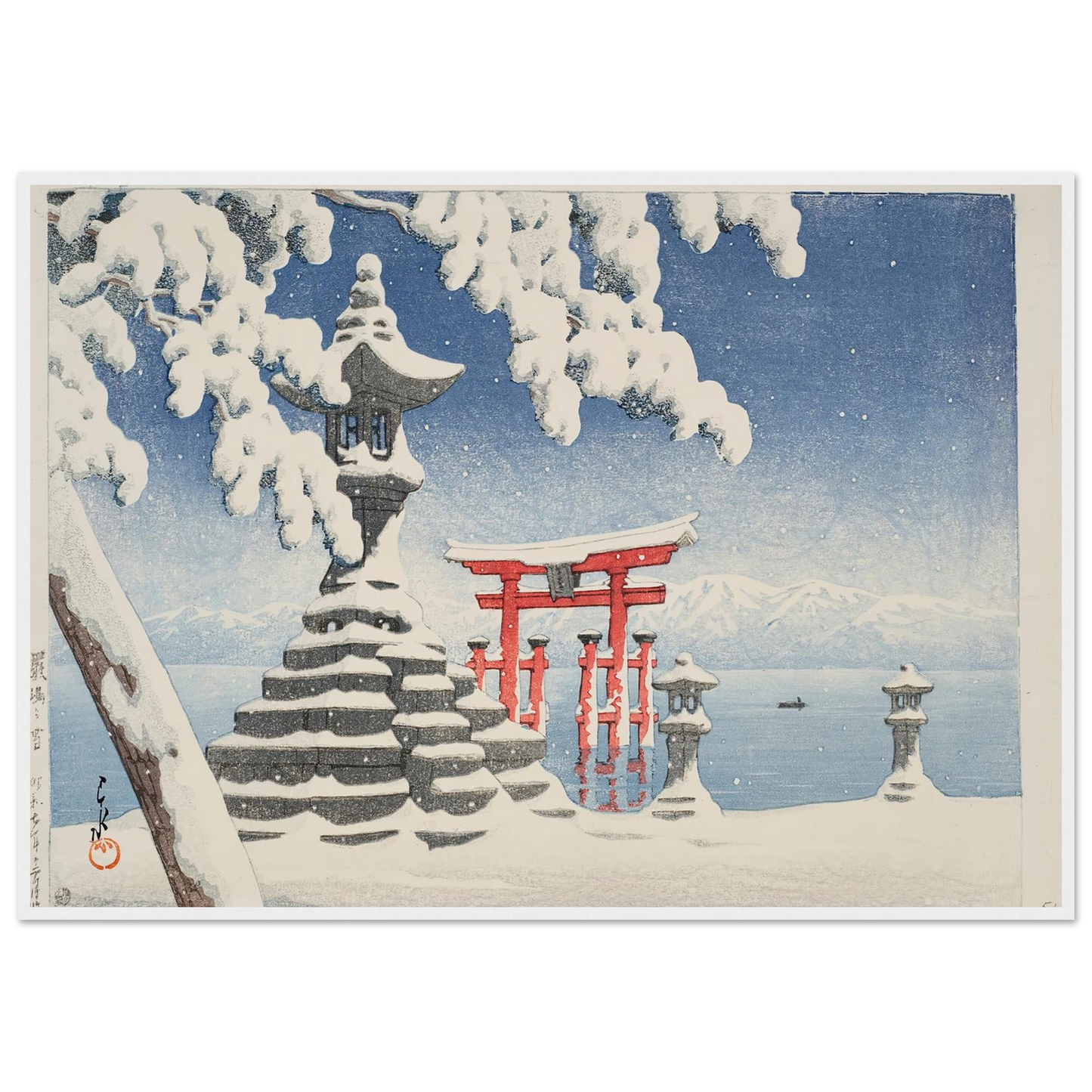 Itsukushima no yuki (Snow at Itsukushima) (1932) Art Print | Kawase Hasui-Quipham Collections