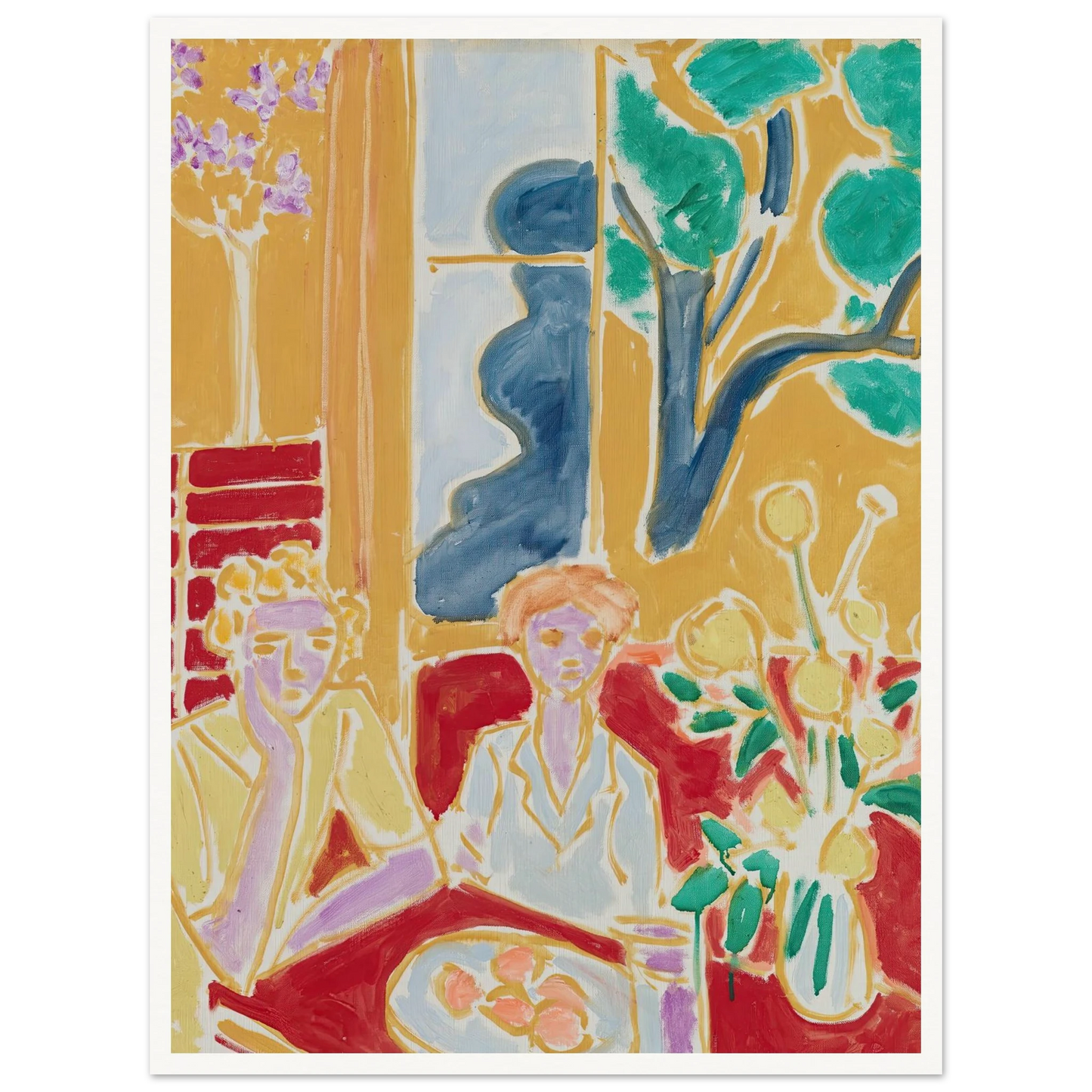Deux Fillettes, fond jaune et rouge (1947) Art Print | Henri Matisse-Quipham Collections