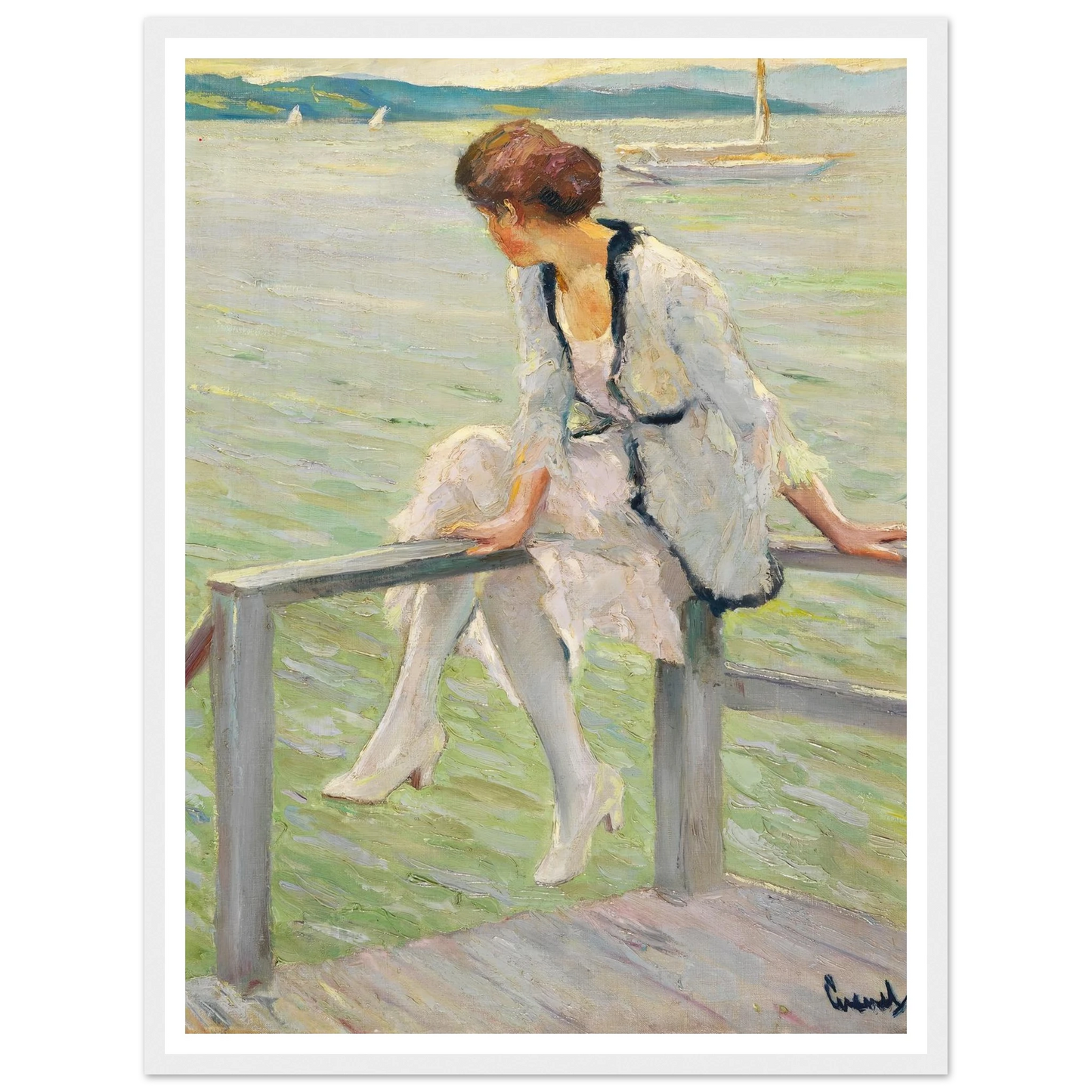 Young woman at Lake Starnberg (1915-1920) Art Print | Edward Cucue-Quipham Collections
