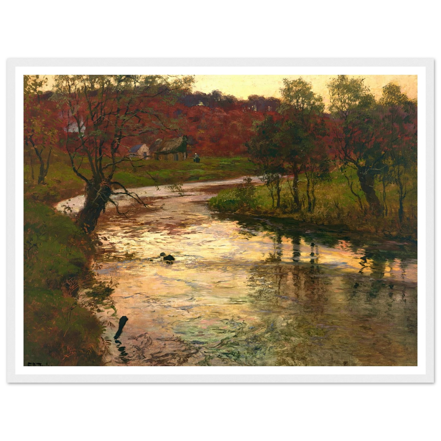 Sunset over L’Elle river, near Quimperlé, France (1901) Art Print | Frits Thaulow-Quipham Collections