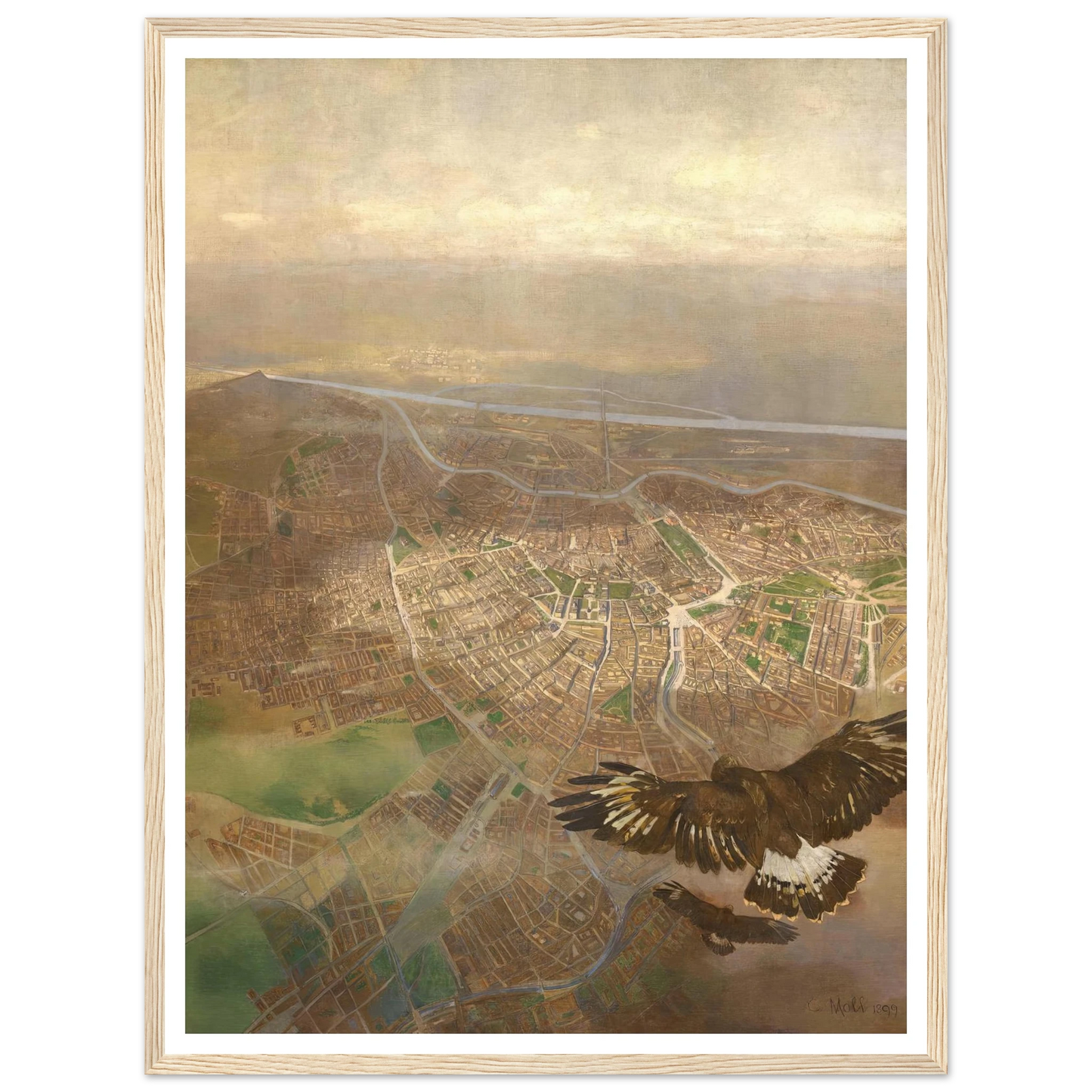 Blick auf Wien aus der Ballonhöhe von 3000m über der Schönbrunner Gloriette (1898) Art Print | Carl Moll-Quipham Collections