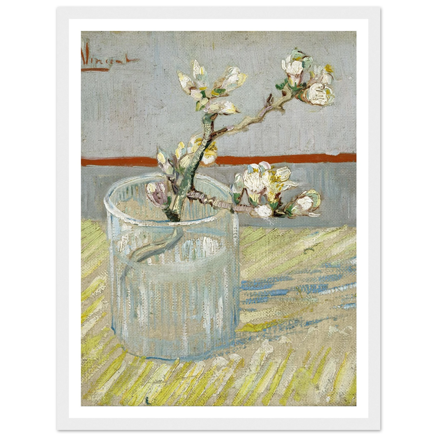 Sprig of flowering almond in a glass (1888) Art Print | Vincent van Gogh-Quipham Collections