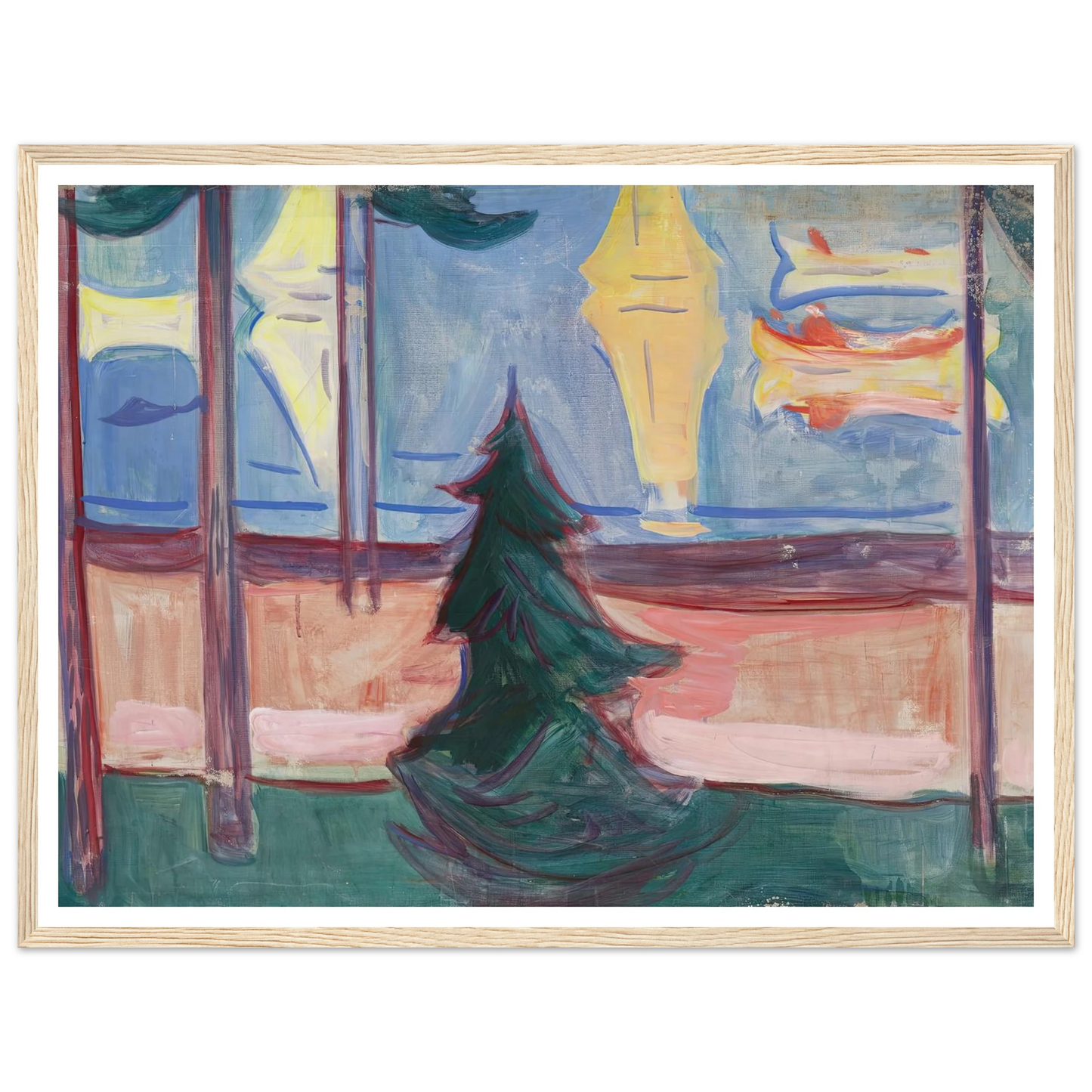 Beach Landscape with Trees and Boats (1905–1906) Art Print | Edvard Munch-Quipham Collections