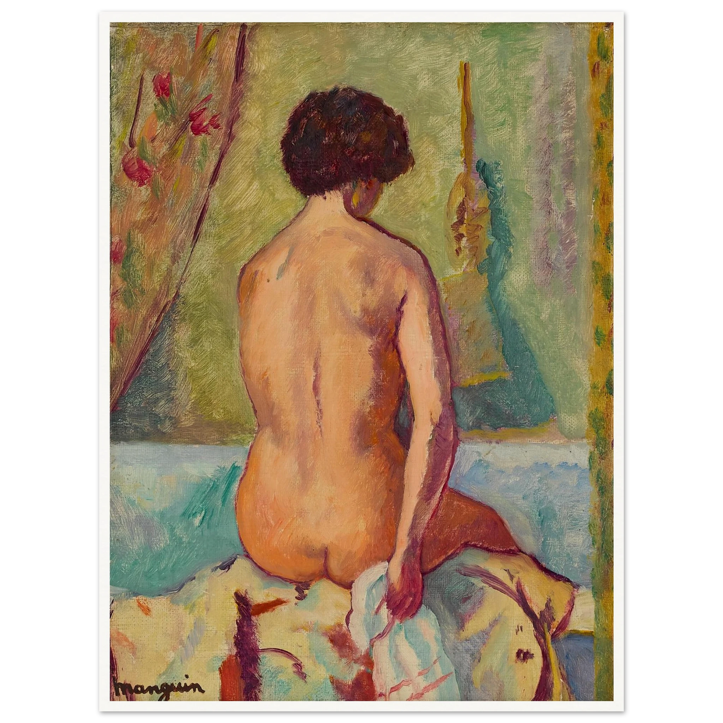 Nu assis de dos, line (1940) Art Print | Henri Manguin-Quipham Collections