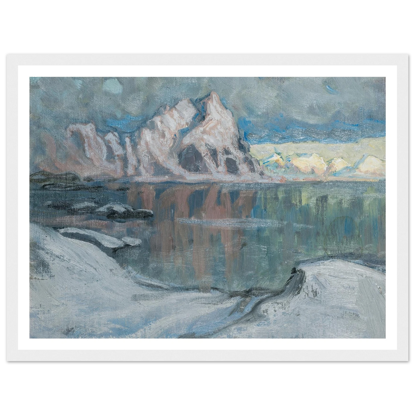 Boats between the Mountains. Study from Lofoten (1910) Art Print | Anna Boberg-Quipham Collections