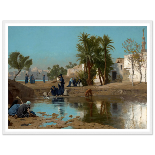 Fellah Women Drawing Water (c. 1873–75) Art Print | Jean Leon Gerome - Framed Poster - 30x40 cm / 12x16″ - Black frame