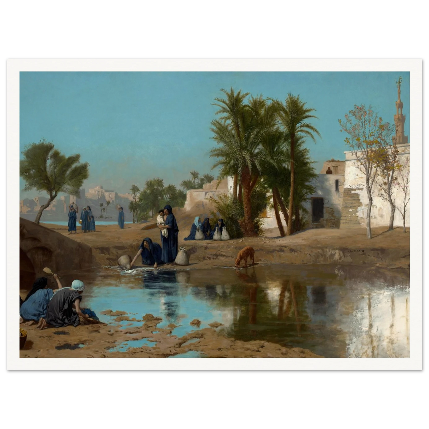 Fellah Women Drawing Water (c. 1873–75) Art Print | Jean Leon Gerome - Framed Poster - 30x40 cm / 12x16″ - Black frame
