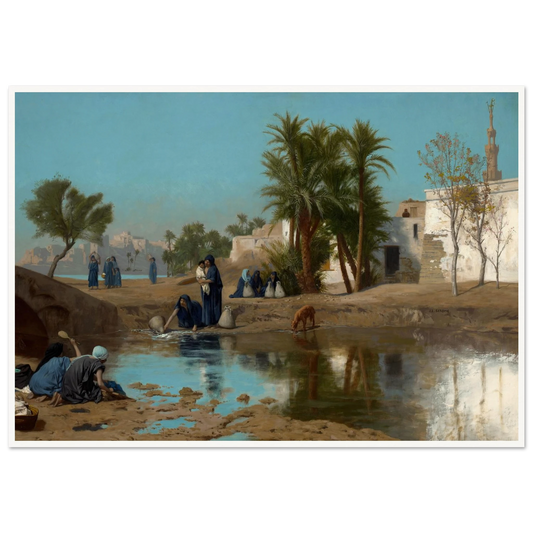Fellah Women Drawing Water (c. 1873–75) Art Print | Jean Leon Gerome - Framed Poster - 30x40 cm / 12x16″ - Black frame