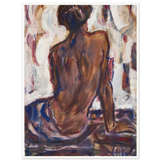 Female nude, seen from behind. Art Print | Christian Rohlfs - Framed Poster - 30x40 cm / 12x16″ - Black frame