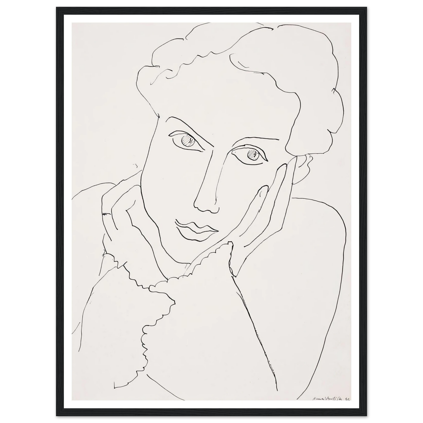 Femme pensive (1936) Art Print | Henri Matisse - Framed Poster - 30x40 cm / 12x16″ - Black frame