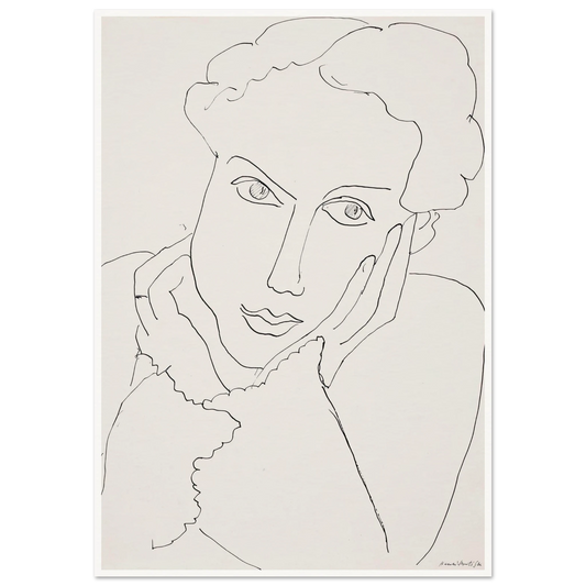 Femme pensive (1936) Art Print | Henri Matisse - Framed Poster - 30x40 cm / 12x16″ - Black frame