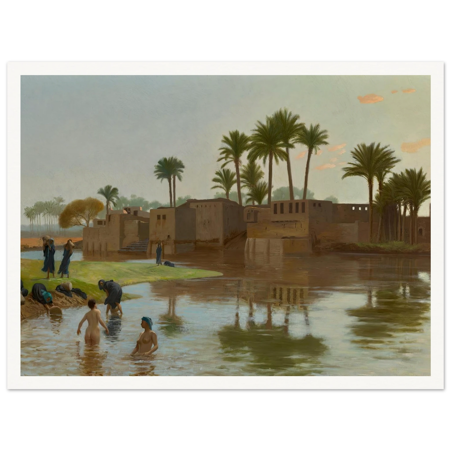 Femmes fellahs au bain Art Print | Jean Leon Gerome - Framed Poster - 30x40 cm / 12x16″ - Black frame