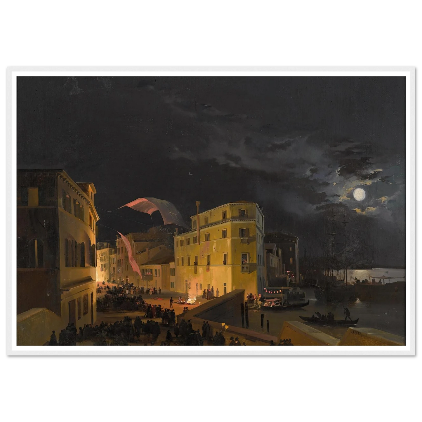 Festival in Venice Art Print | Ippolito Caffi - Framed Poster - 30x40 cm / 12x16″ - Black frame
