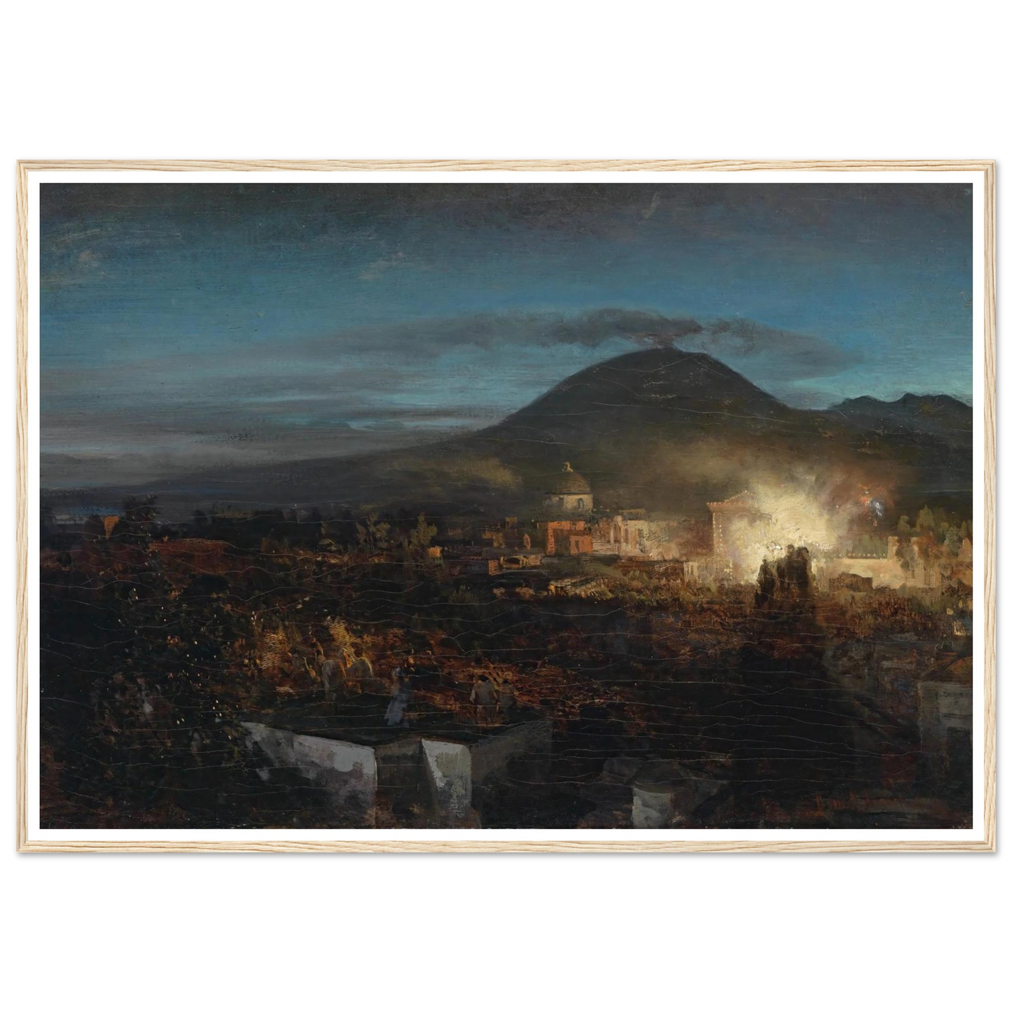 Feuerwerk In Toree Dell Annunziata Art Print | Oswald Achenbach - Framed Poster - 30x40 cm / 12x16″ - Black frame