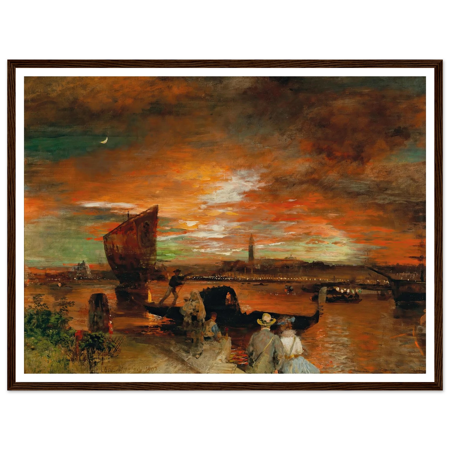A scene at dusk in Venice (1903) Art Print | Oswald Achenbach-Quipham Collections