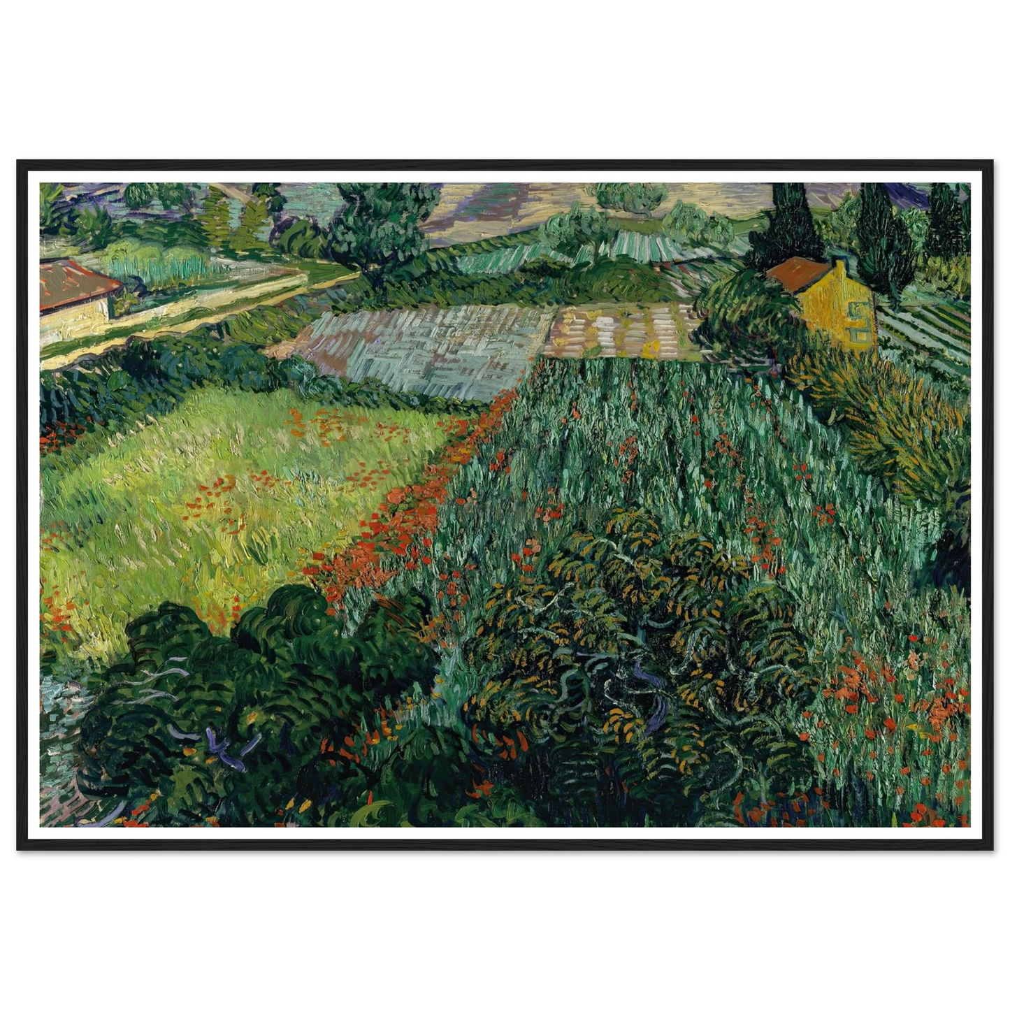 Field with Poppies (1889) Art Print | Vincent van Gogh - Framed Poster - 30x40 cm / 12x16″ - Black frame