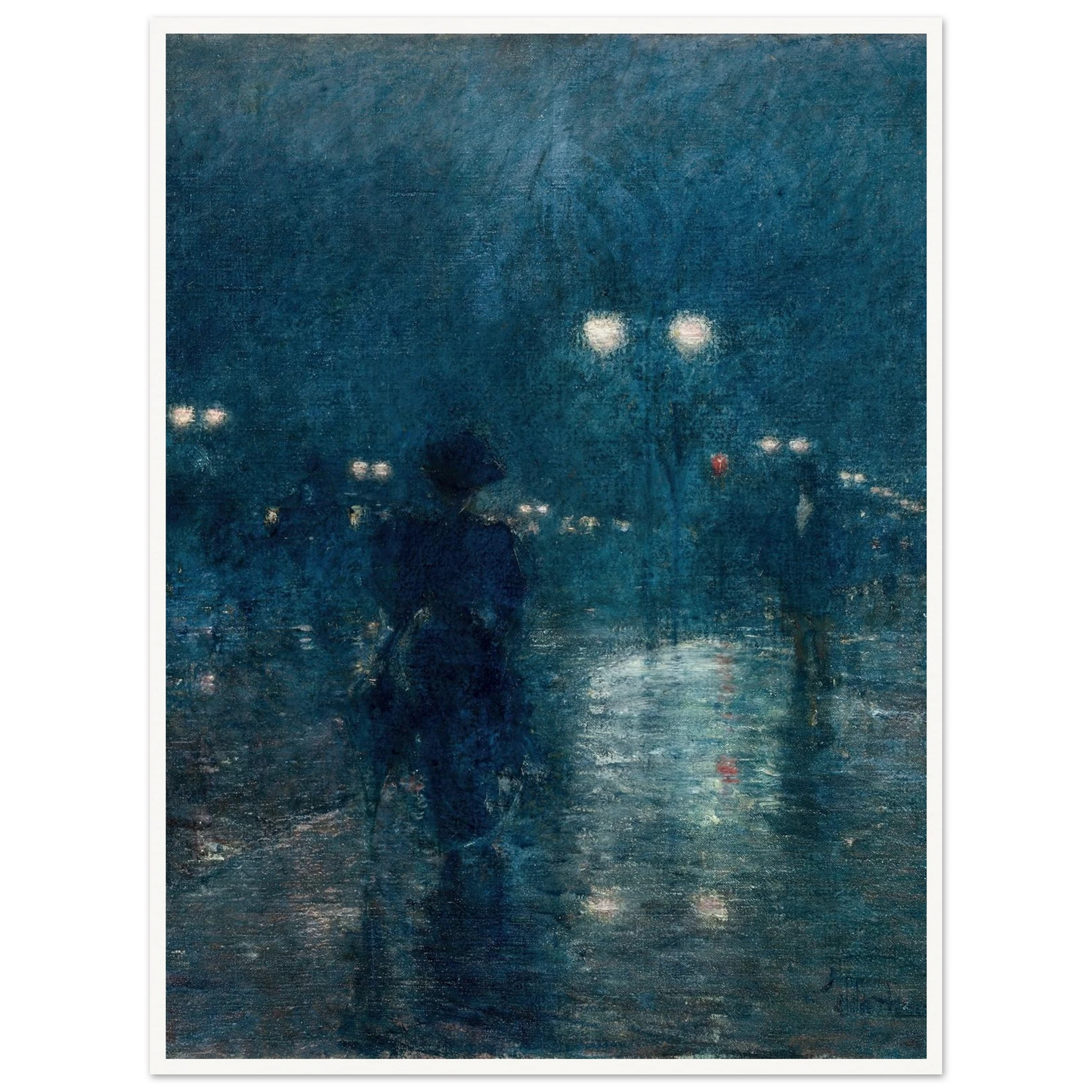 Fifth Avenue Nocturne (c. 1895) Art Print | Childe Hassam - Framed Poster - 30x40 cm / 12x16″ - Black frame