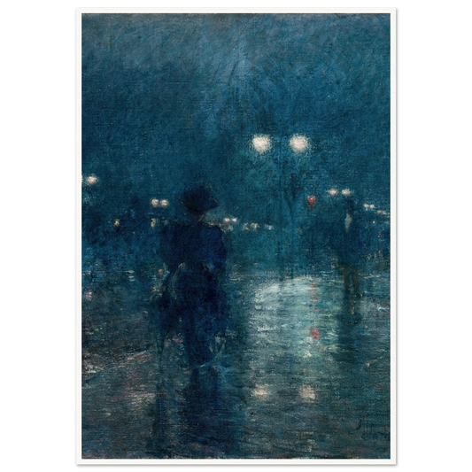 Fifth Avenue Nocturne (c. 1895) Art Print | Childe Hassam - Framed Poster - 30x40 cm / 12x16″ - Black frame