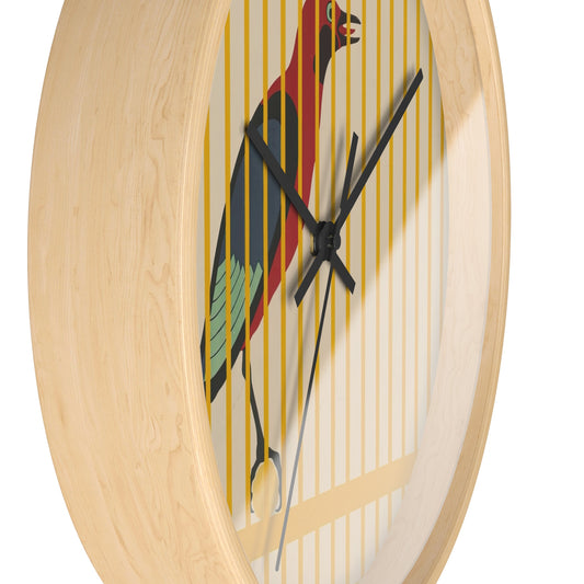 Finkenstedts Vogelfutter Wall Clock | Julius Klinger - Black - Wooden Base - 10"