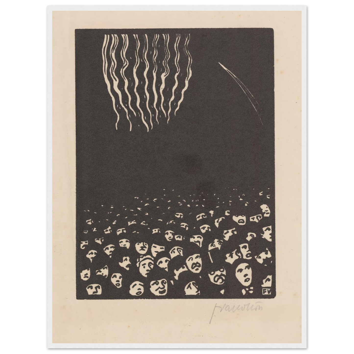 Fireworks (Le feu d’artifice) (1901) Art Print | Felix Vallotton - Framed Poster - 30x40 cm / 12x16″ - Black frame