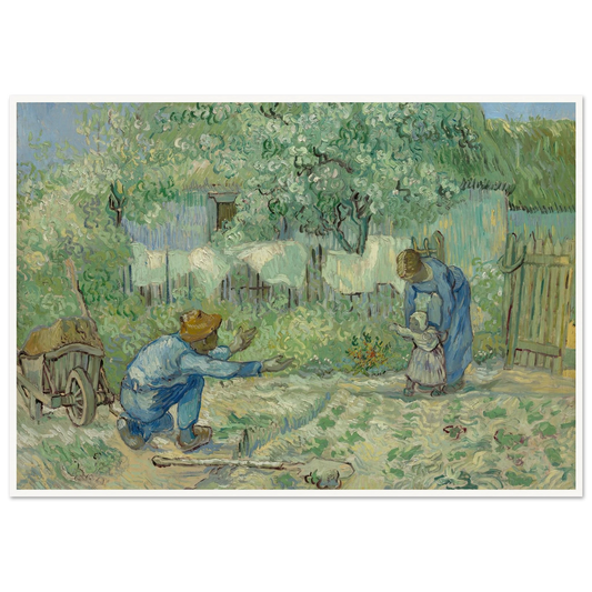 First Steps, after Millet (1890) Art Print | Vincent van Gogh - Framed Poster - 30x40 cm / 12x16″ - Black frame