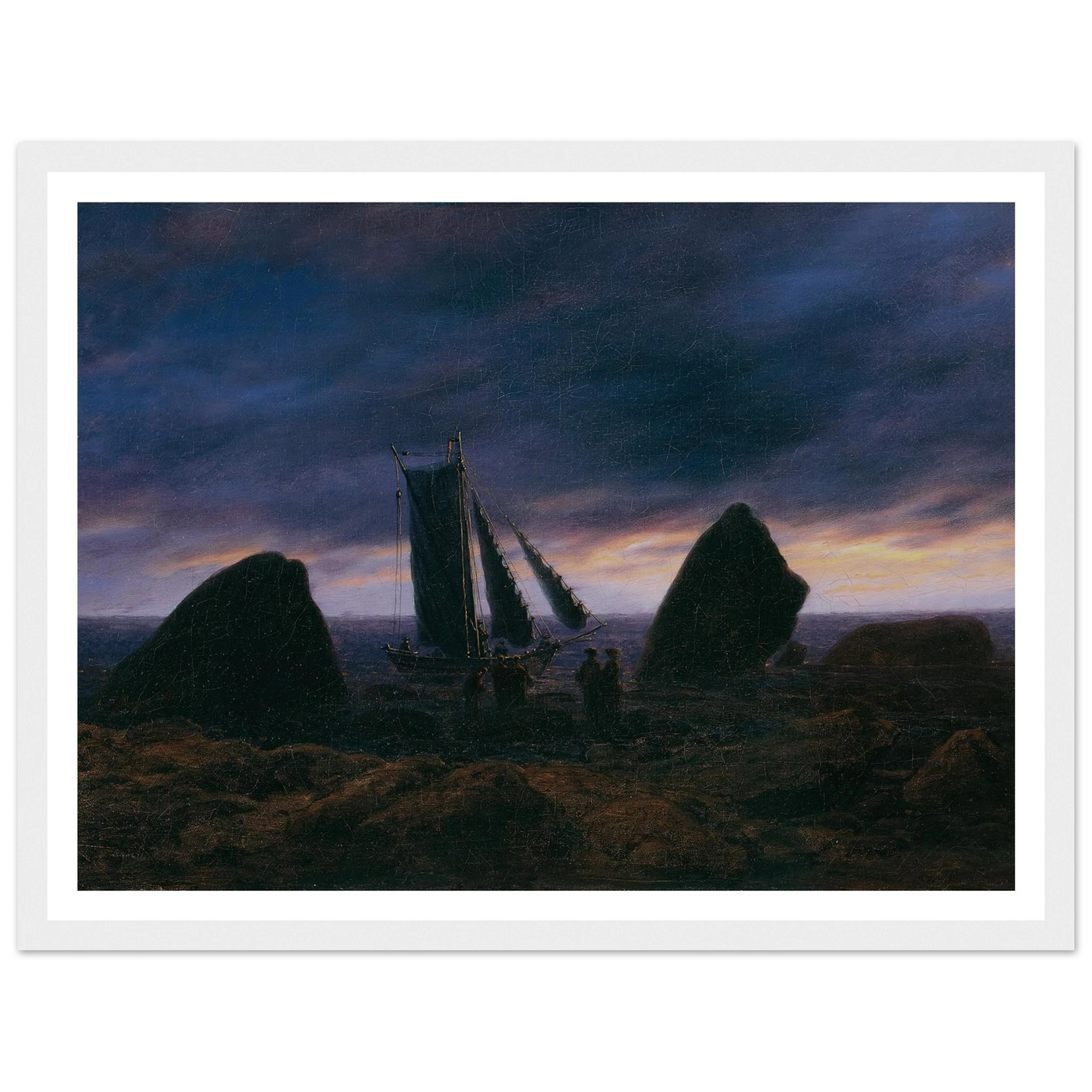 Fishing Boat by the Baltic Sea Art Print | Caspar David Friedrich - Framed Poster - 30x40 cm / 12x16″ - Black frame