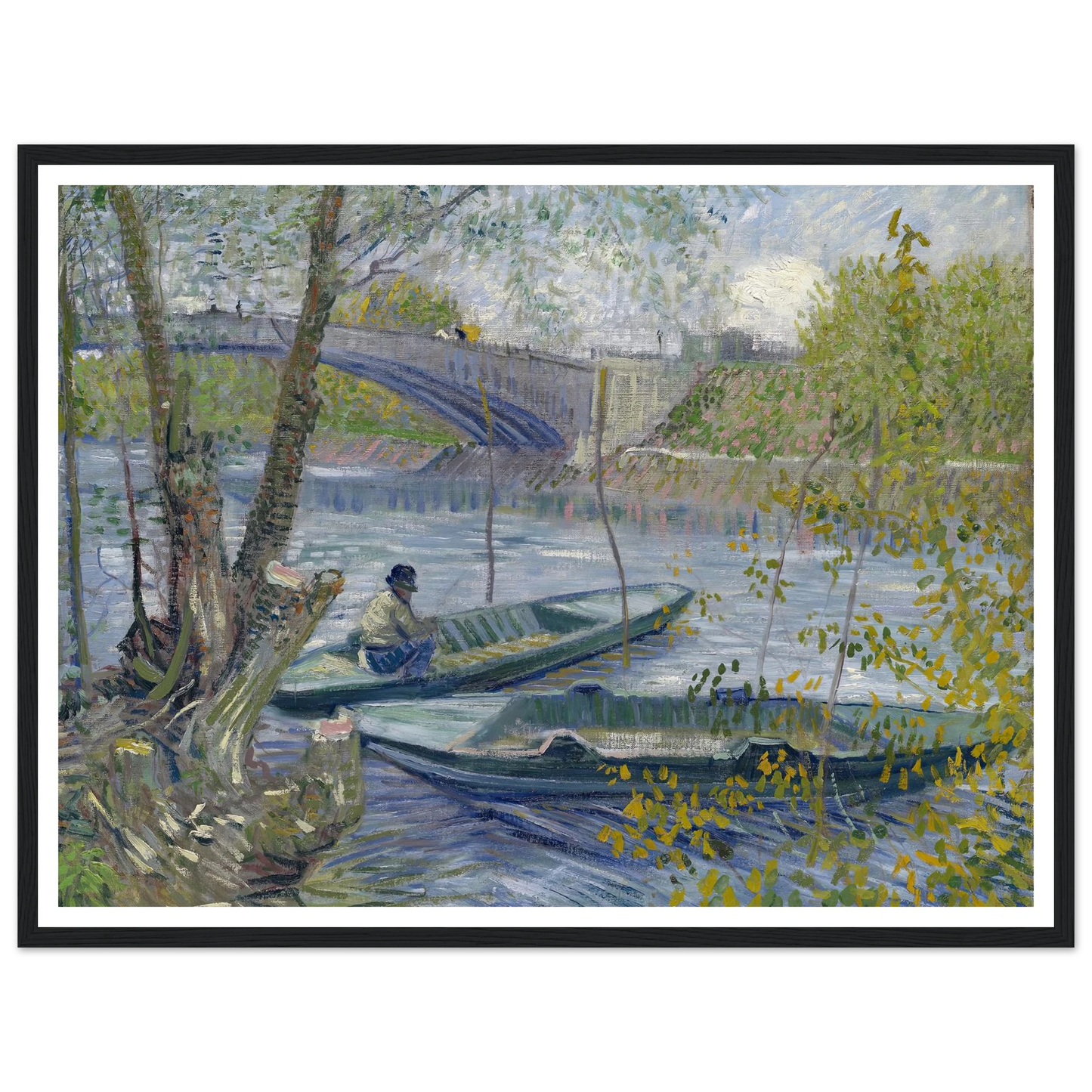 Fishing in Spring, the Pont de Clichy (Asnières) (1887) Art Print | Vincent van Gogh - Framed Poster - 30x40 cm / 12x16″ - Black frame