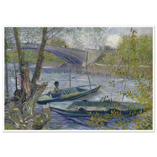Fishing in Spring, the Pont de Clichy (Asnières) (1887) Art Print | Vincent van Gogh - Framed Poster - 30x40 cm / 12x16″ - Black frame