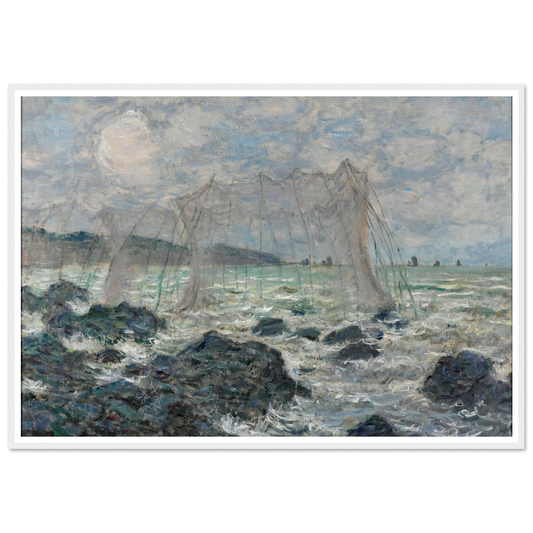 Fishing nets at Pourville (1882) Art Print | Claude Monet - Framed Poster - 30x40 cm / 12x16″ - Black frame