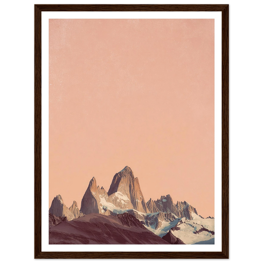 Fitz Roy Pale Peach Dawn - Framed Poster - 30x40 cm / 12x16″ - Black frame