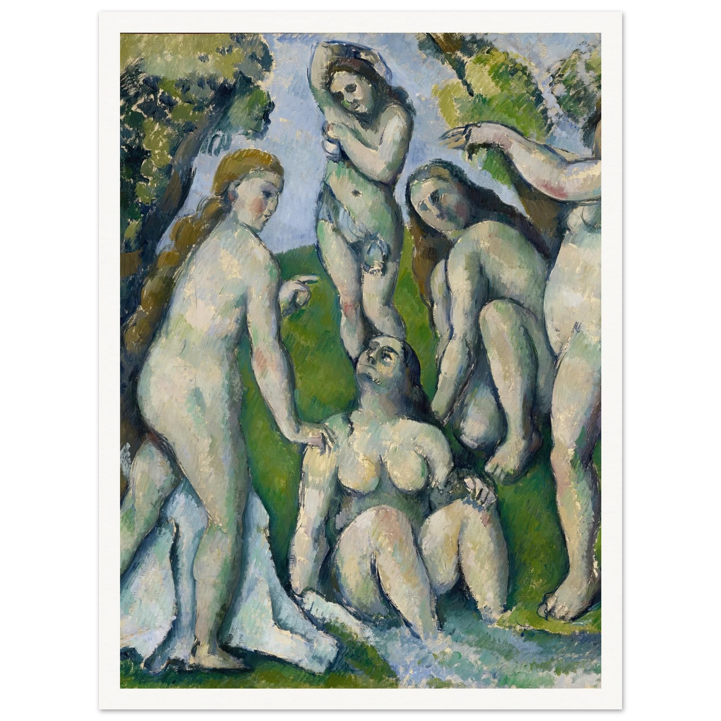 Five Bathers (1885-1887) Art Print | Paul Cezanne - Framed Poster - 30x40 cm / 12x16″ - Black frame