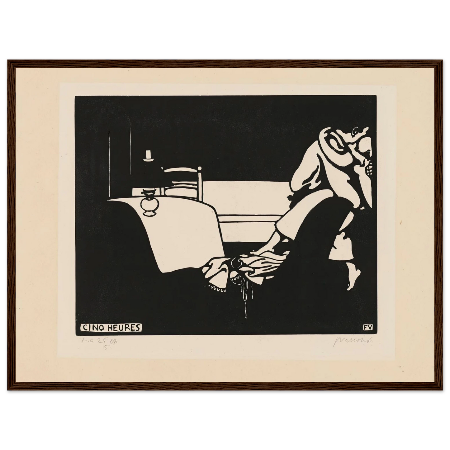 Five O’Clock (Cinq Heures) (1898) Art Print | Felix Vallotton - Framed Poster - 30x40 cm / 12x16″ - Black frame