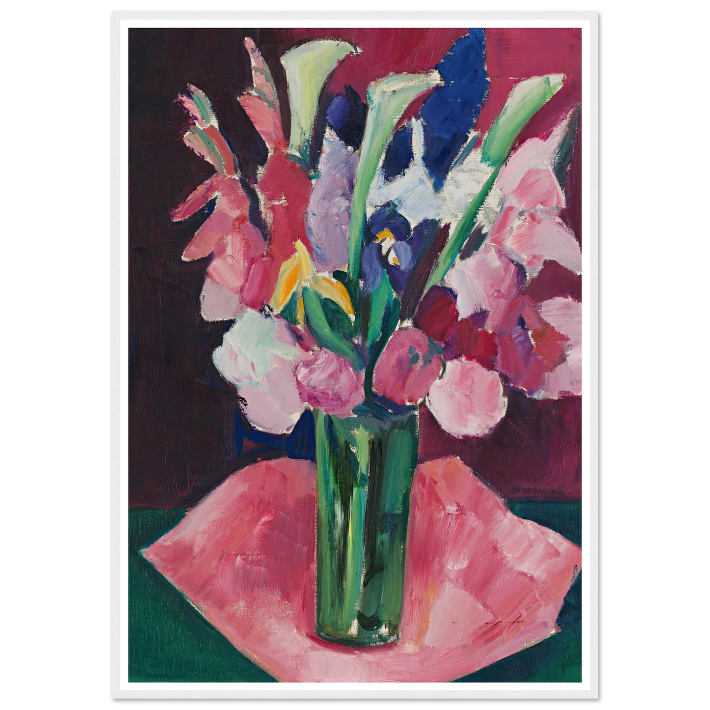 Flowers In A Vase Art Print | Marsden Hartley - Framed Poster - 30x40 cm / 12x16″ - Black frame